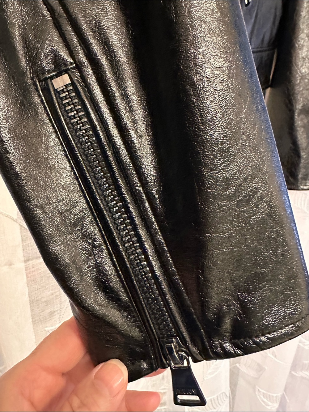 DKNY Black Faux Patent Leather Moto Jacket - Picture 5 of 10